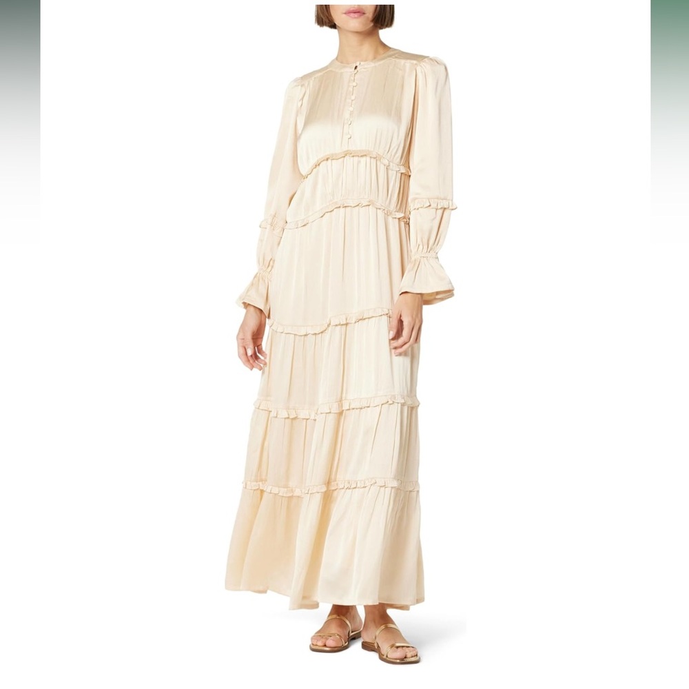 Chic Cream Maxi Dress with Ruffle Details